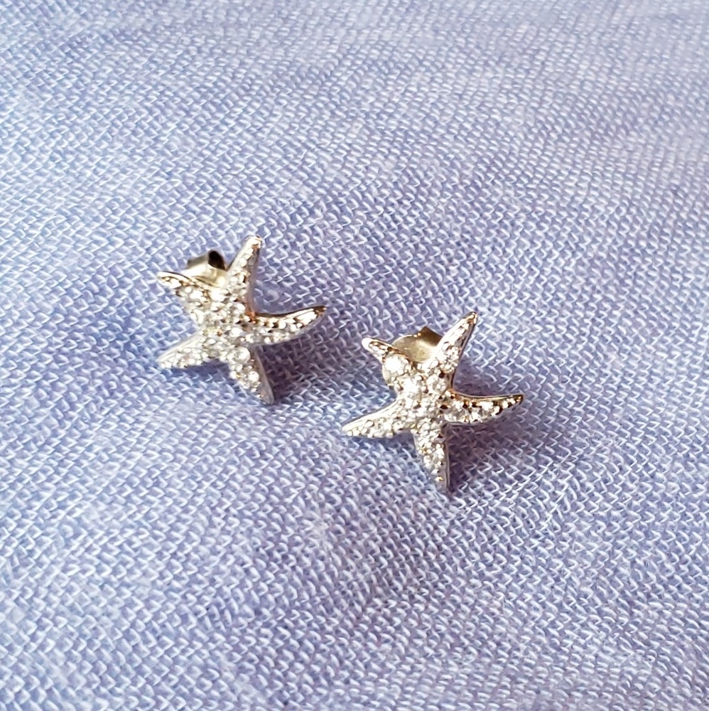 Sterling silver starfish ear rings